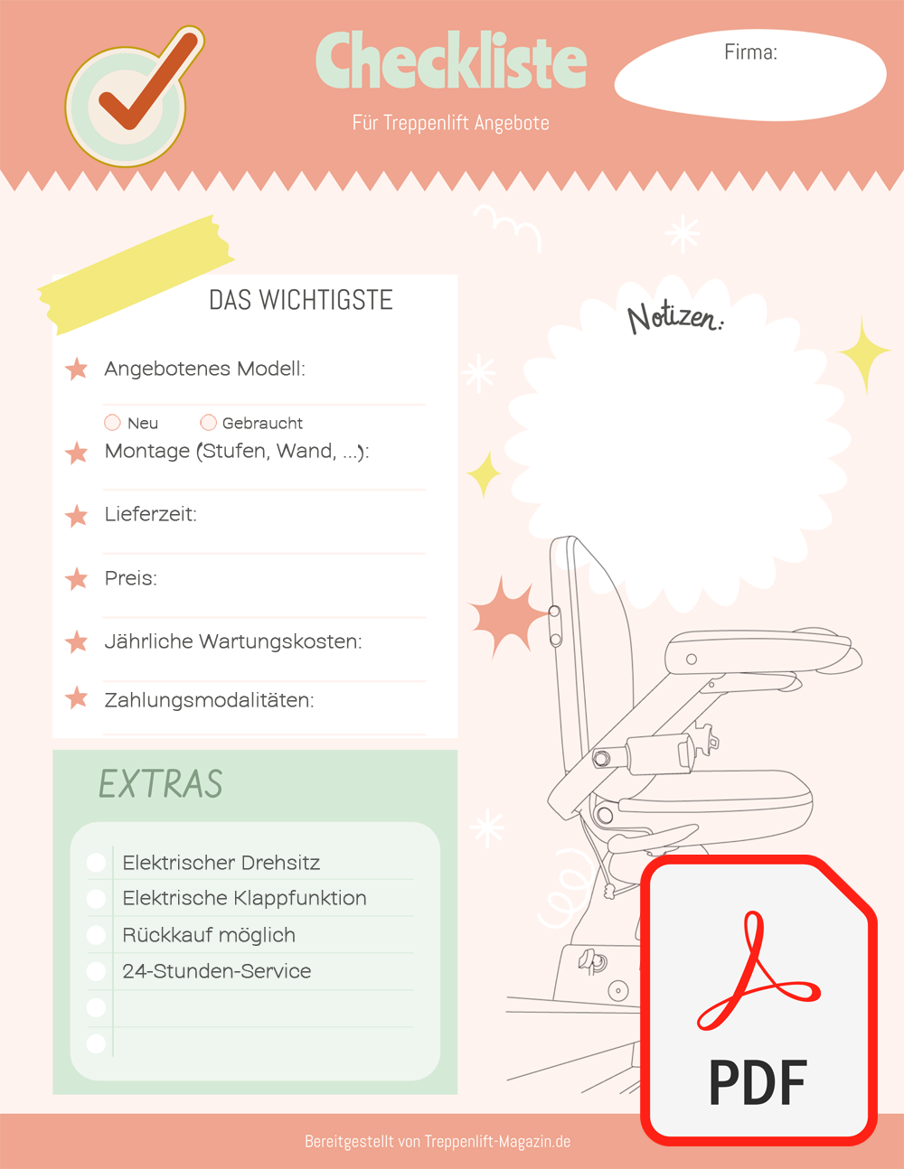 Checkliste für Treppenlift Angebote